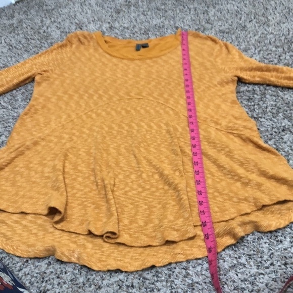 Anthropologie Left of Center Top Size Small Orange Slub Knit Peplum Shirt - Picture 8 of 9